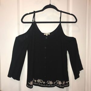 Black open shoulder blouse